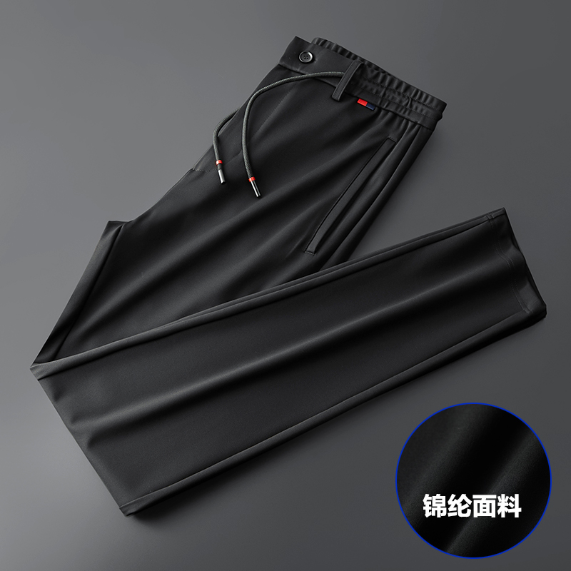 高弹力男士运动裤秋冬款 宽松系带卫裤冬天休闲长裤加绒加厚丝滑