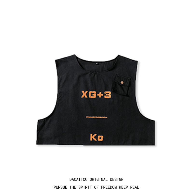 暗黑潮牌复古套头机能工装马甲男女日系街舞痞帅外搭战术背心短款