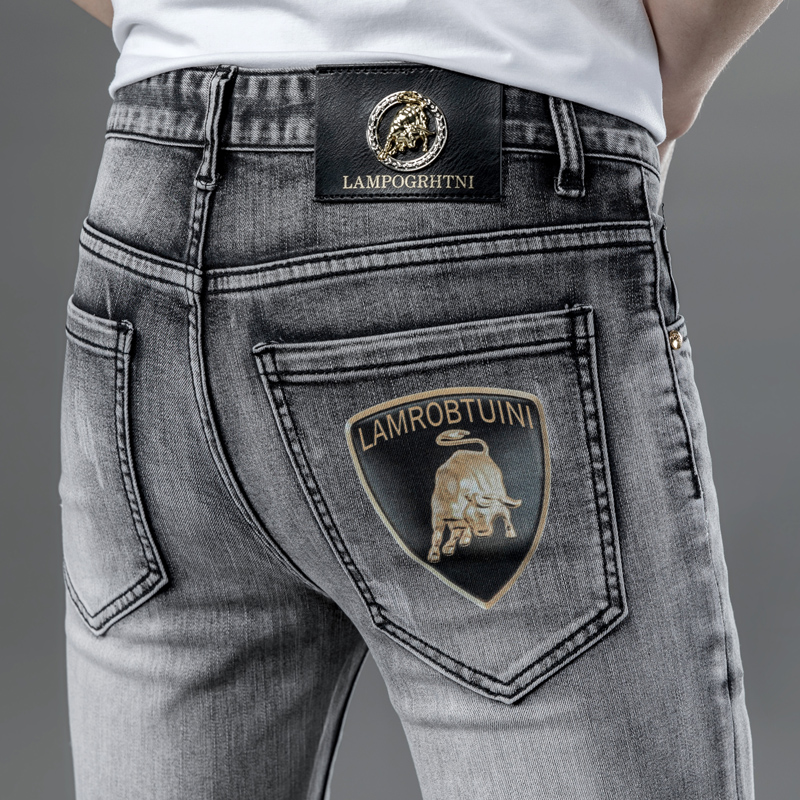 秋冬轻奢外贸出口剪标潮牌厚款男士牛仔长裤欧洲站弹力修身裤子男