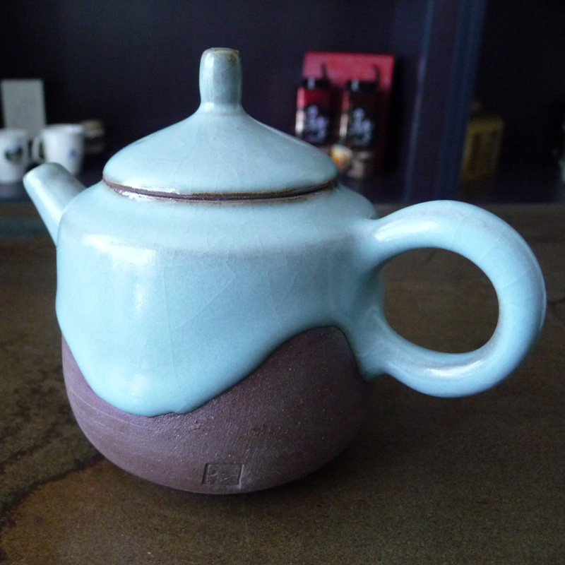 台湾华山窑茶壶陈茂松作品手工汝窑茶壶