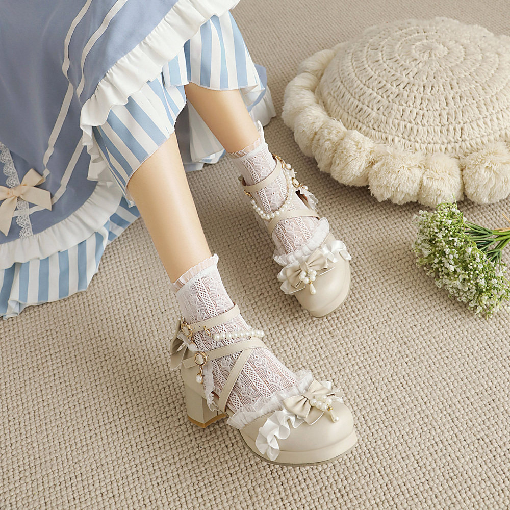 洛丽塔粗跟lo鞋可爱原创lolita鞋子萝莉学生jk制服高跟包头凉鞋女