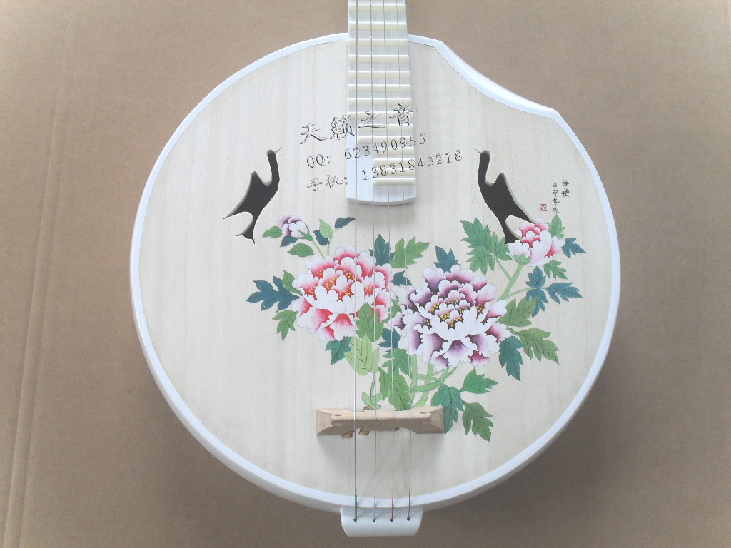 中阮乐器白中阮彩绘配琴盒琴弦阮