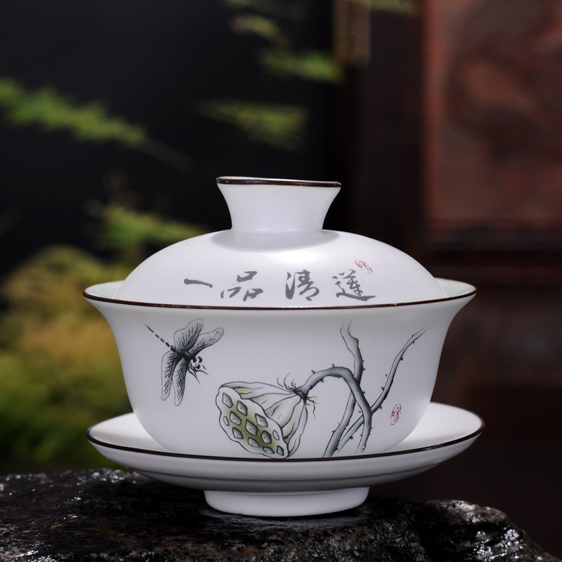 特价手工古风陶瓷三才盖碗盖碗茶茶杯单品茶具盖碗