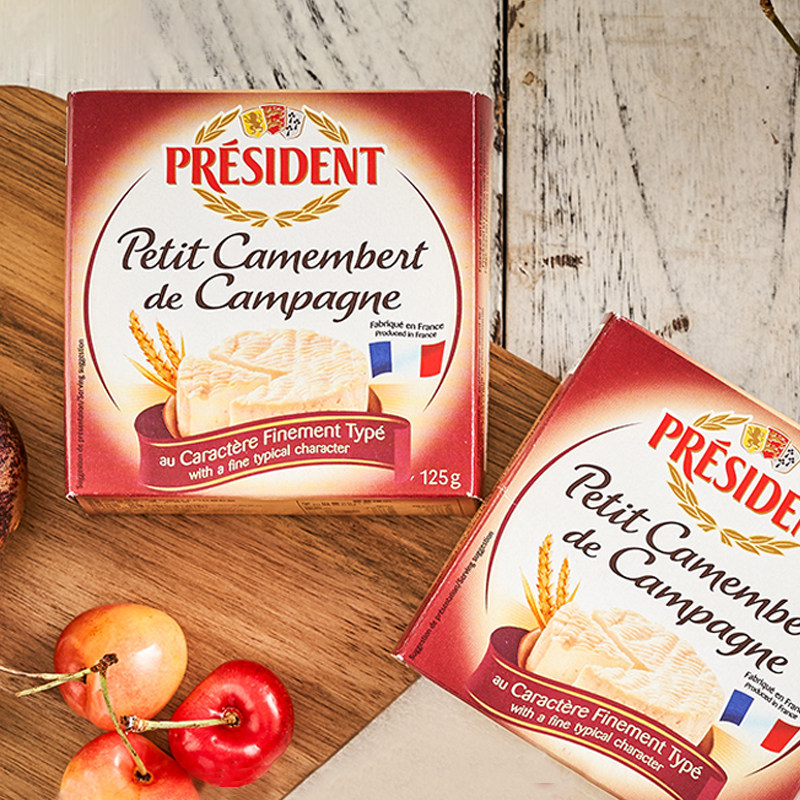 总统田园金文奶酪125g法国原装进口原制即食芝士芝士新