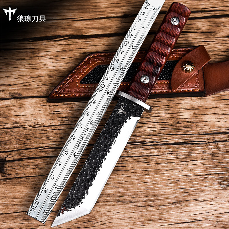 狼瑔直刀硬度高硬度锻打刀手工户外刀具随身锋利其他户外刀具