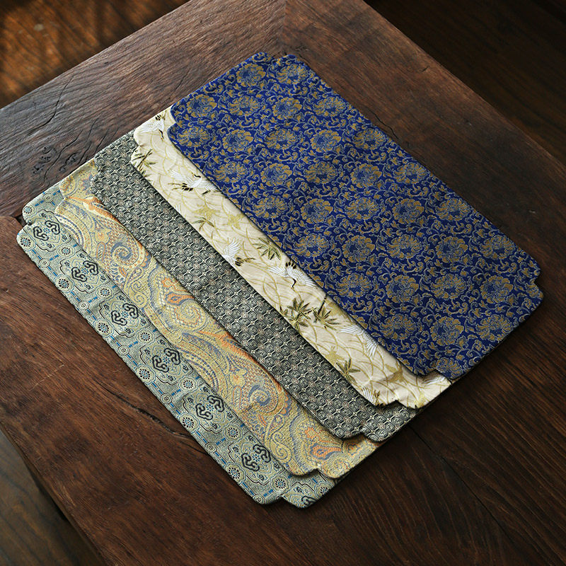 手工织锦小茶布艺桌旗杯垫中式茶布茶道