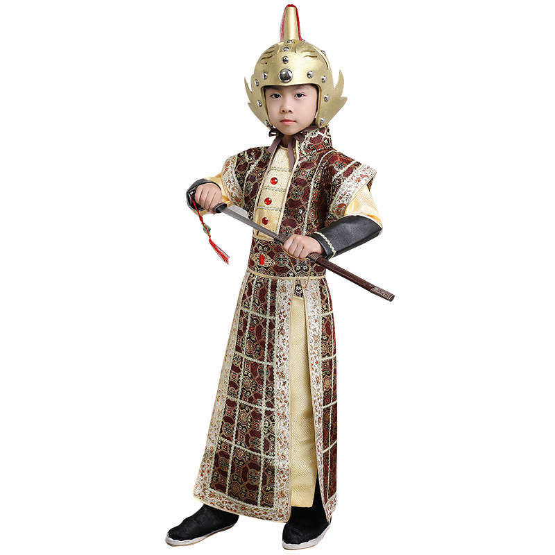 汉服男童岳飞将飞将军军服御林盔甲铠甲套装儿童儿童演出服