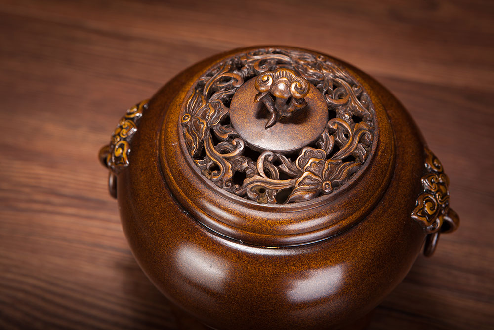 手艺江南巧生炉陈巧生点金带座豸首衔环耳钵盂熏香熏灯炉