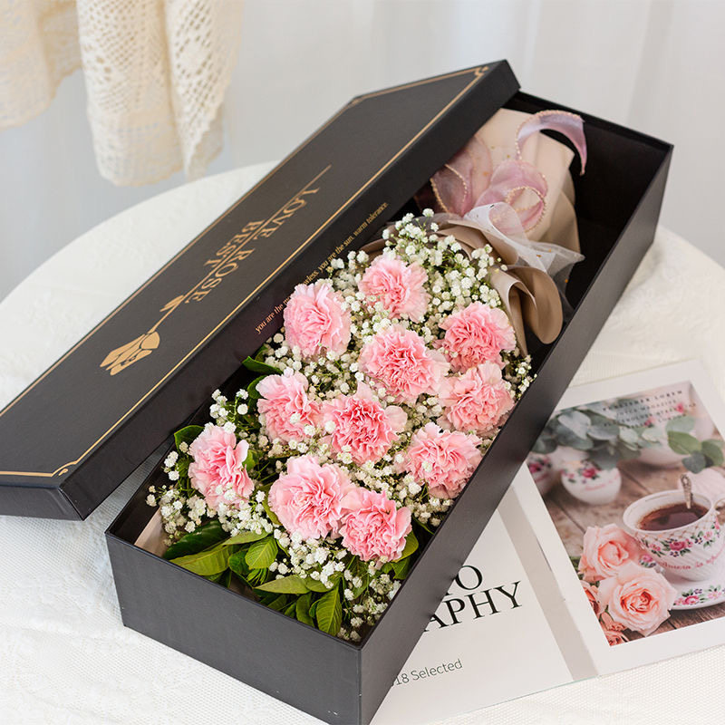 新款病人康乃馨礼盒手提花篮宜昌鲜花同城520节鲜花速递(同城)