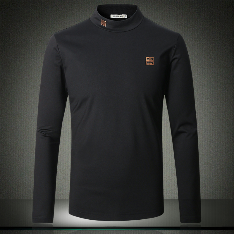 2022丝光棉半高领打底衫秋冬男装修身长袖t恤中领小衫大码T恤秋衣