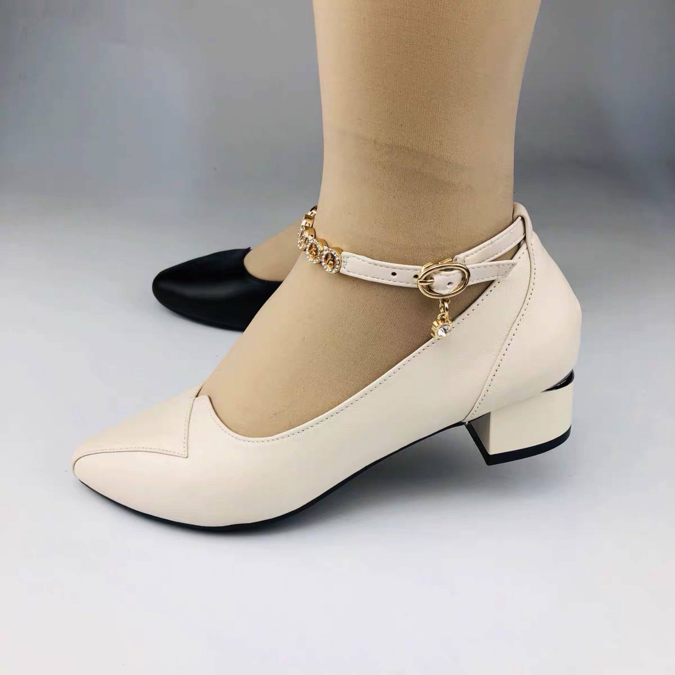 大码红靴皮鞋女士王女士爆款牛皮红色工作鞋扣跟单鞋