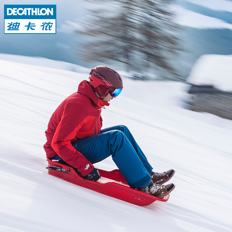 迪卡侬雪橇加厚滑雪板带刹车滑沙板双人儿童耐磨雪橇板托盘wedze5