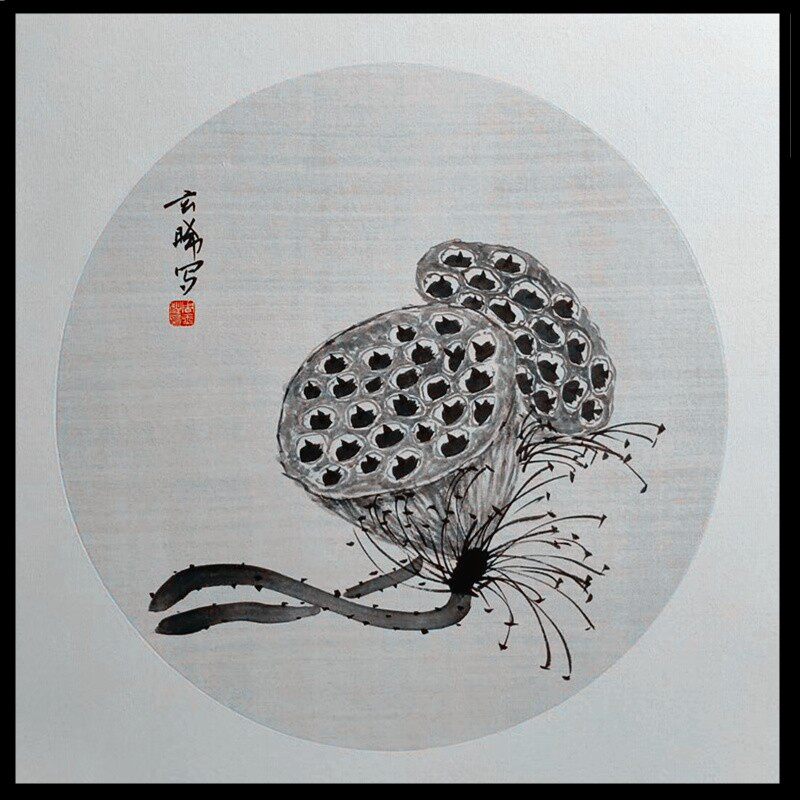 复古娟纹画圆形空白软卡镜片扇面书法国画作品半生宣纸