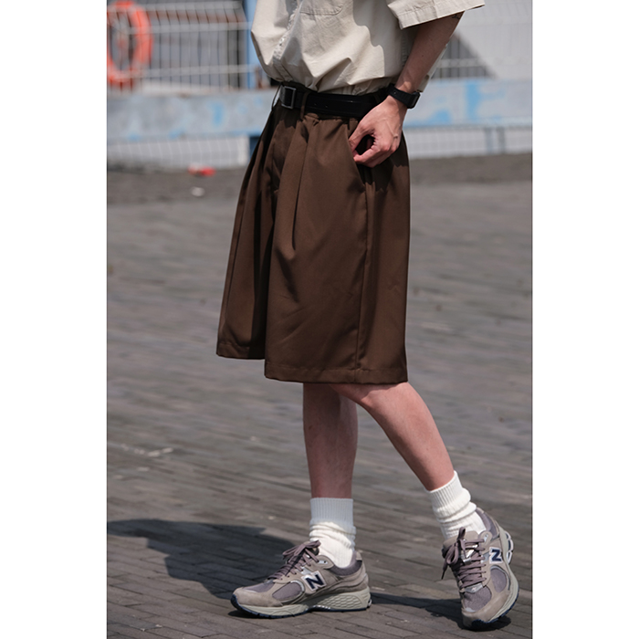 可乐生活原创 夏季日系宽松cityboy复古直筒五分工装西装短裤男女