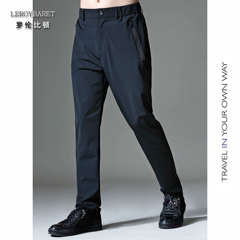 冰丝运动裤男宽松弹力薄款松紧腰男裤速干裤直筒超薄垂感夏季长裤