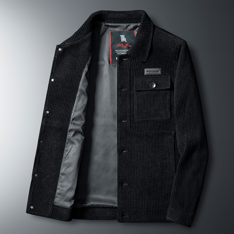 灯芯绒外套男春秋新款外衣宽松加肥加大码胖子韩版潮流男装夹克潮