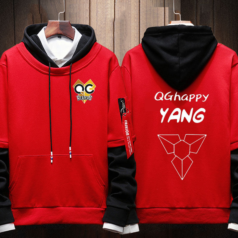 qghappy战队队服王者比赛服荣耀拼接接连帽卫男女卫衣