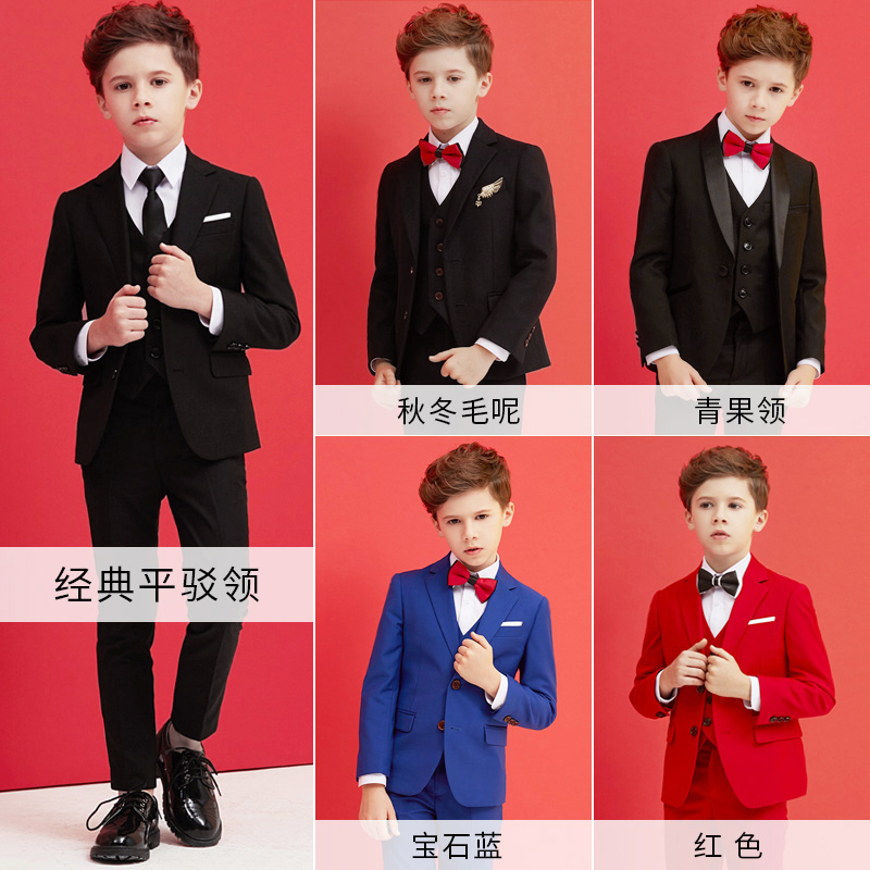 儿童西装套装帅气男童花童礼服钢琴演出服中大童小男孩西服外套春 - 图1
