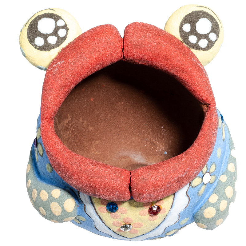 鹿鸣景德镇原创手捏粗陶可爱卡通少女花盆