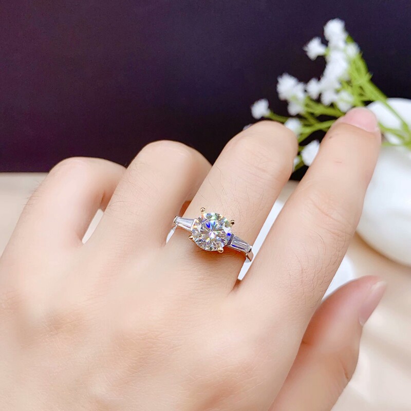 唐嫣同钻戒s9252克拉莫桑石戒指戒指成品银空托圆戒指