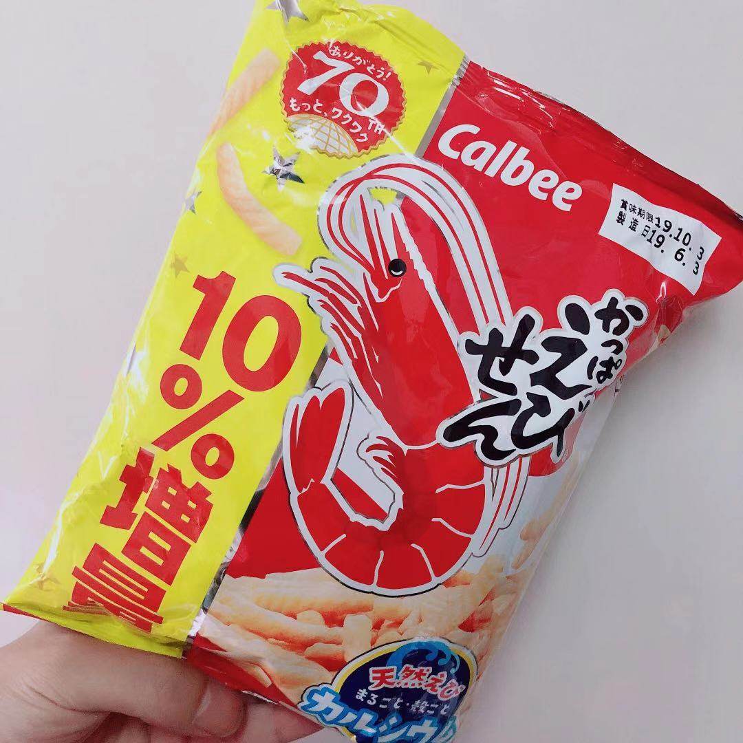 日本进口零食膨化卡乐比虾味脆条袋装美味虾条26g65g