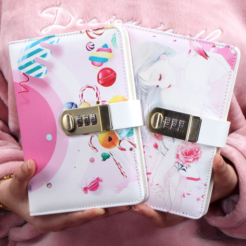 少女密码本女带锁日记本简约大学生爱小笔记本