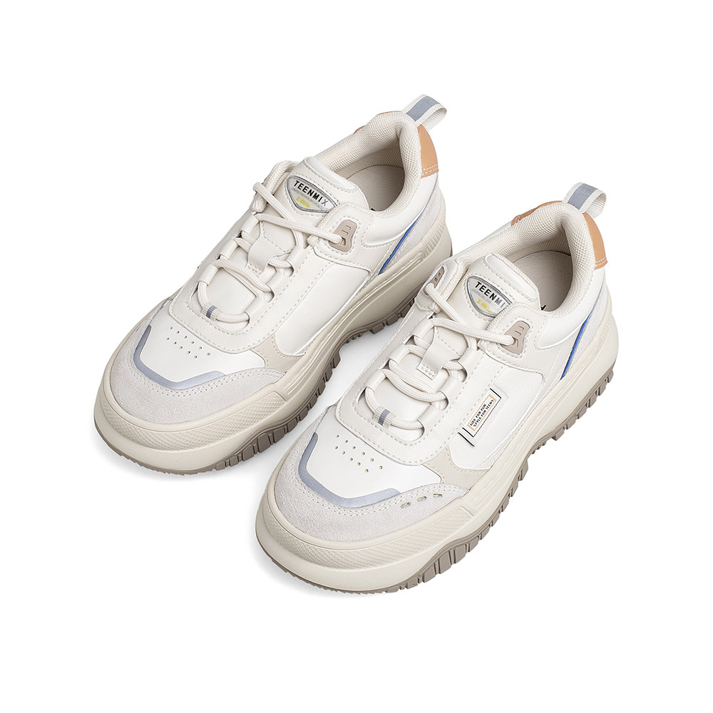 天美意休闲厚底板鞋女2022春新款复古时髦简约运动休闲鞋商场同款