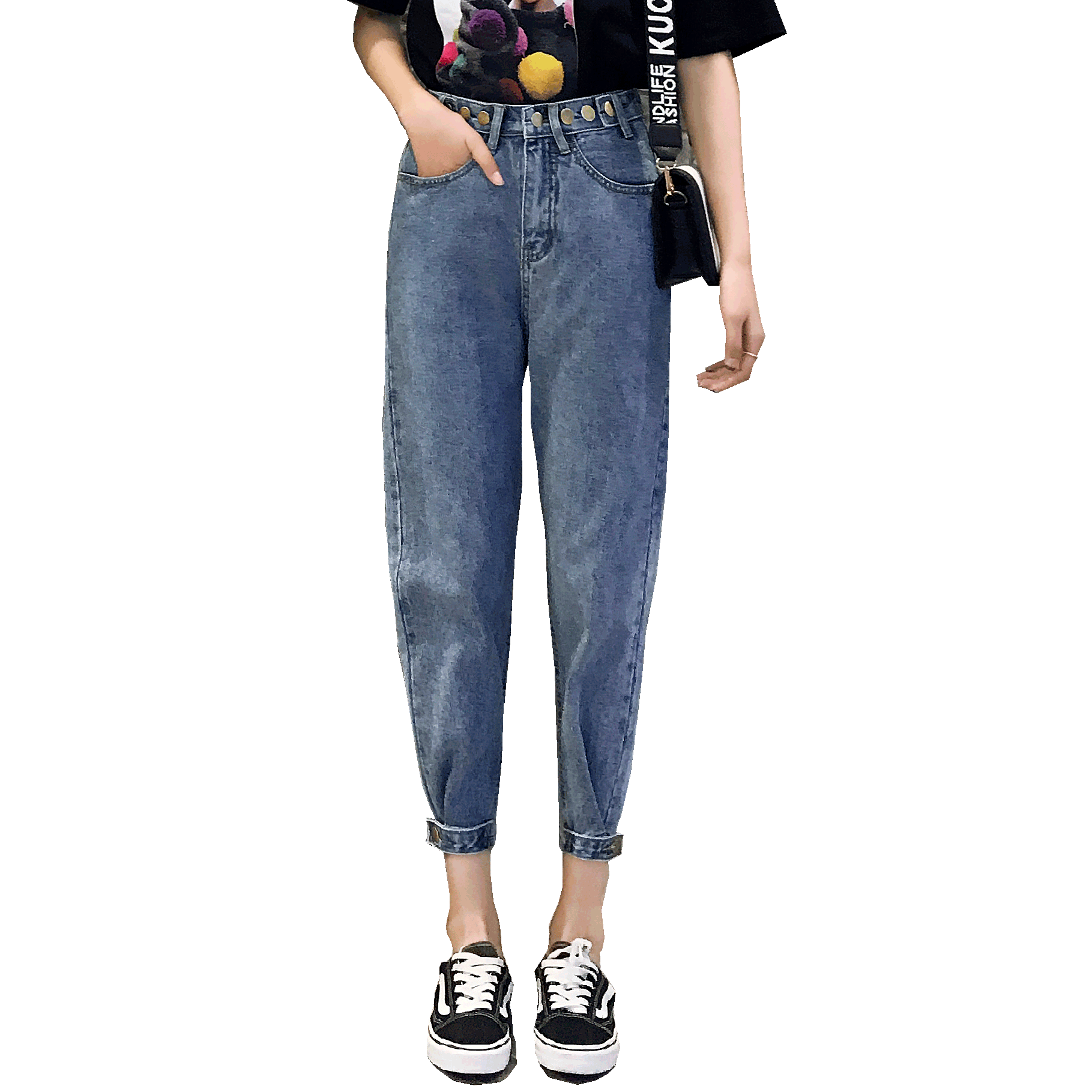 高腰老爹牛仔裤女2019夏季新款薄宽松泫雅同款显瘦cec裤子女 直筒
