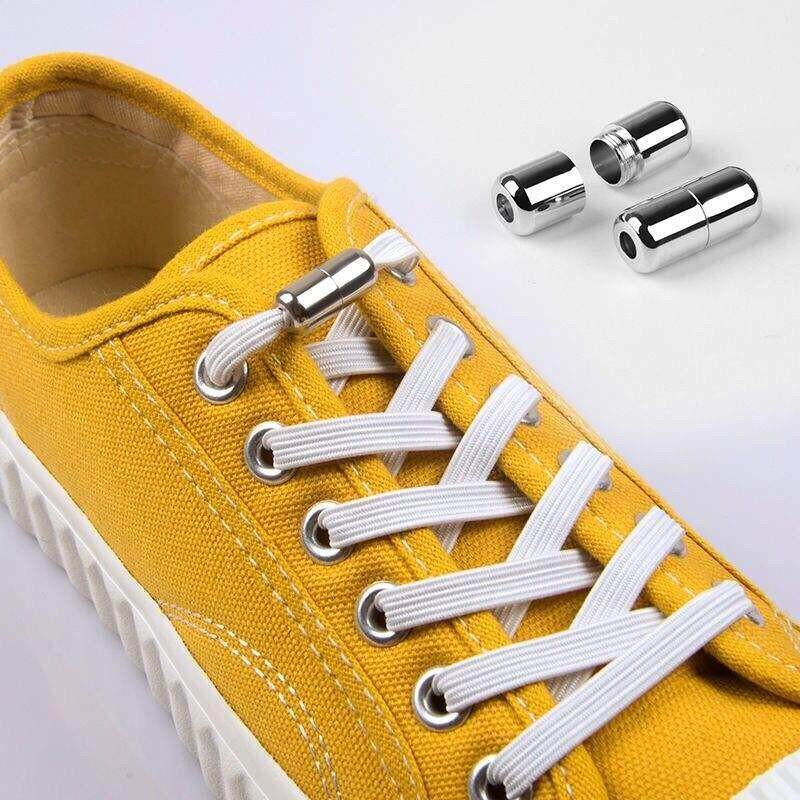 鞋带胶囊小白鞋小白帆布运动弹力金属免系懒人鞋带