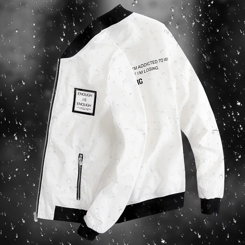 秋季薄款白色外套男2021加绒春秋夹克韩版潮流男装秋装上衣棒球服