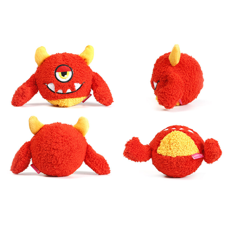 怪物耐咬互动刺球弹力家族高弹力大眼怪兽长毛发声玩具
