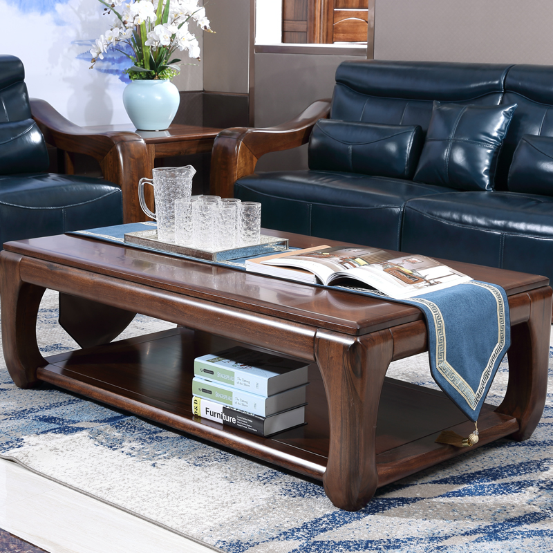 茶几实木胡桃木简约时尚个性几角茶几