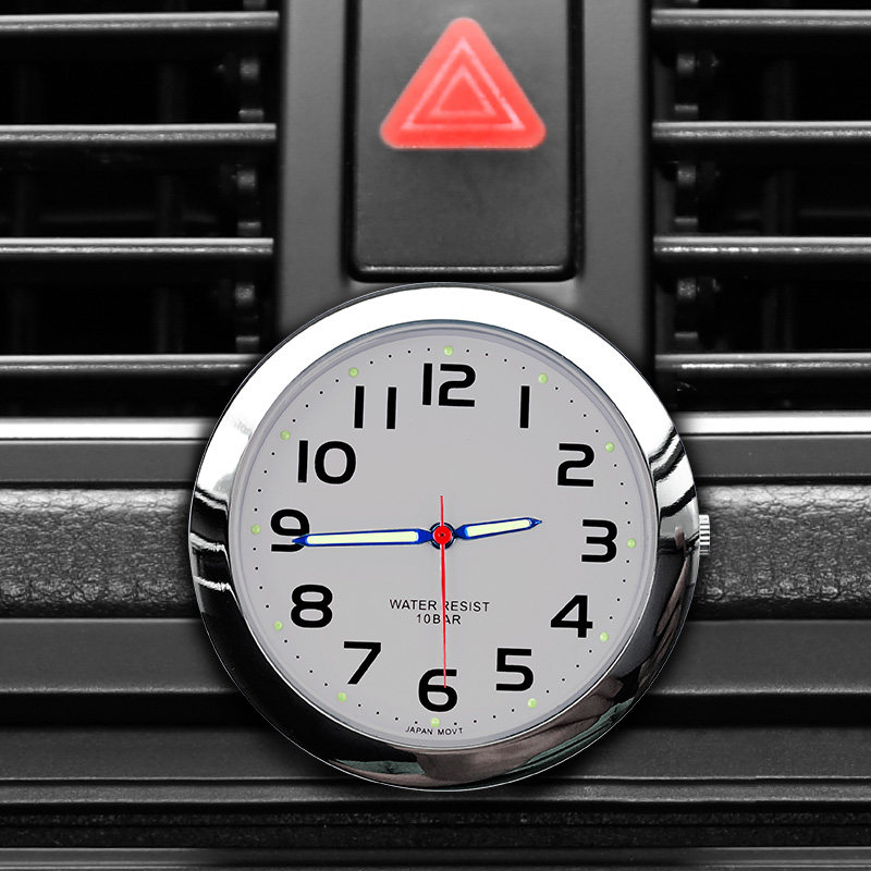 40mm西铁城机芯夜光指针数字汽车时钟车载时钟表出风口车内石英钟