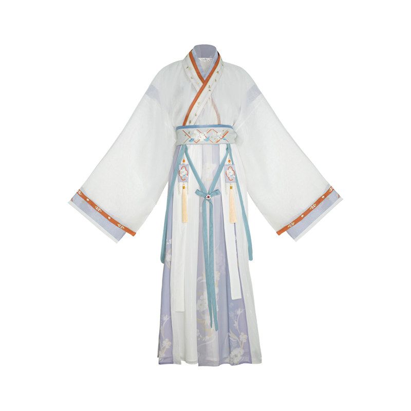 魏晋汉服女改良宽袖制交正品流烟原创白茶清昔泠汉服