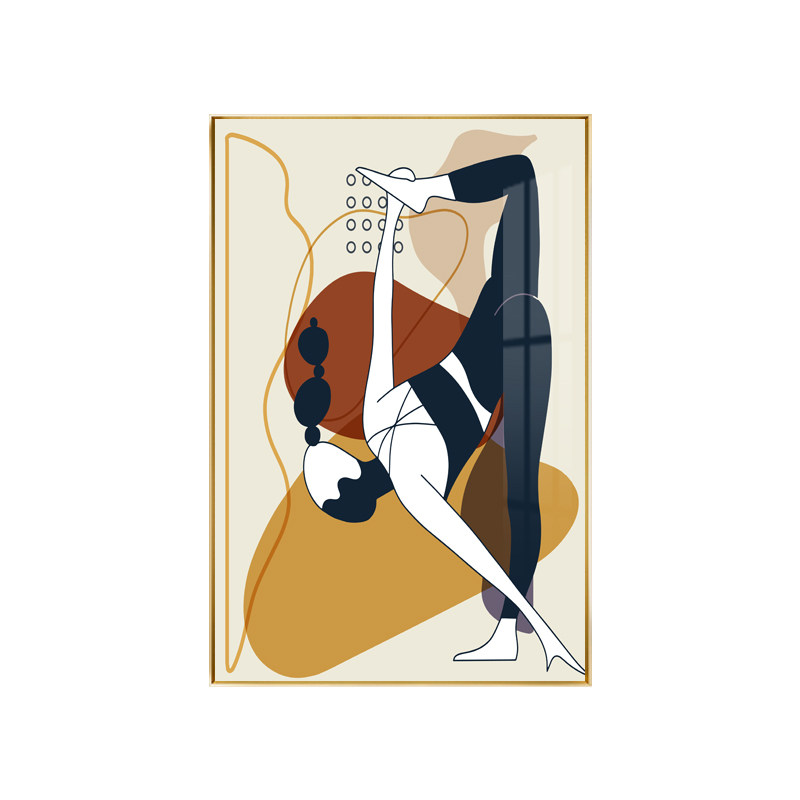 现代简约普拉玄关装饰画瑜伽舞蹈人物运动健身晶瓷现代装饰画