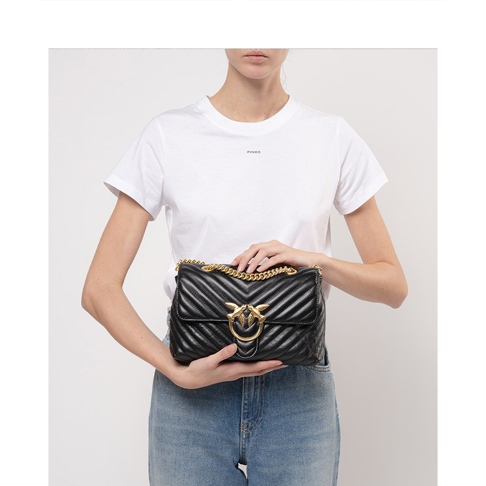 pinko女士包袋经典puff羊皮绗缝飞鸟包燕子燕子通用款女包