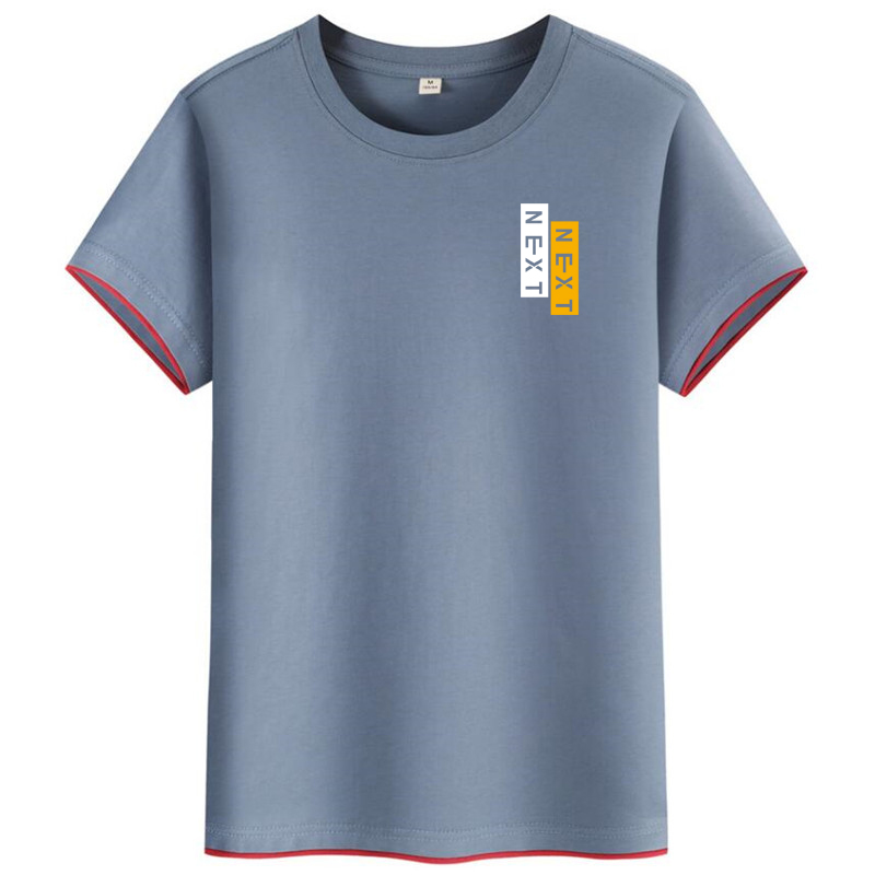 新疆棉纯棉短袖T恤男2021宽松大码男士纯色打底衫假两件圆领上衣