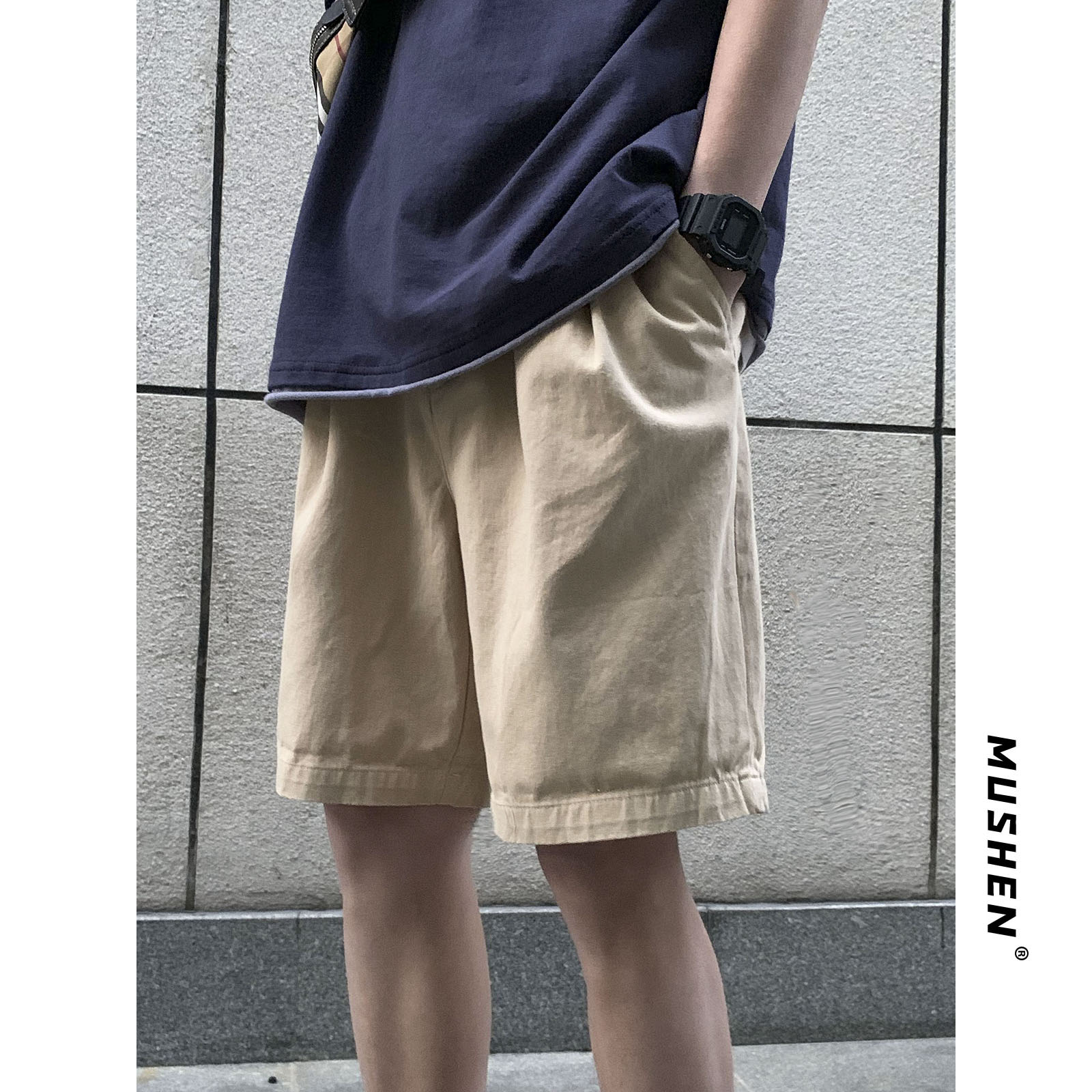 短裤男夏季工装潮牌ins篮球百搭2021宽松休闲跑步纯色五分裤子男