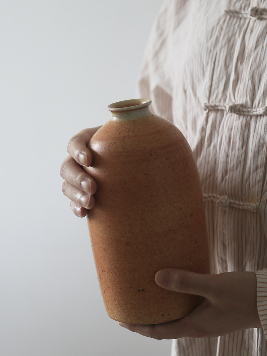 田园手工陶瓷花瓶景德镇陶泥花器餐桌客厅鲜切花瓶