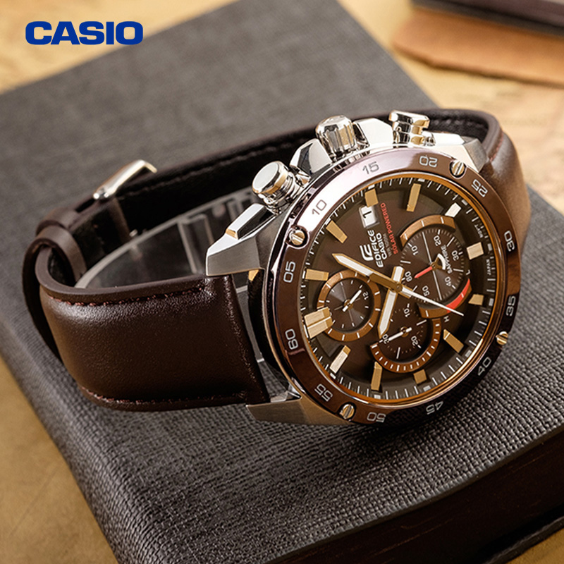 卡西欧手表男Edifice防水太阳能蓝宝石男表学生石英表EFS-S500BL