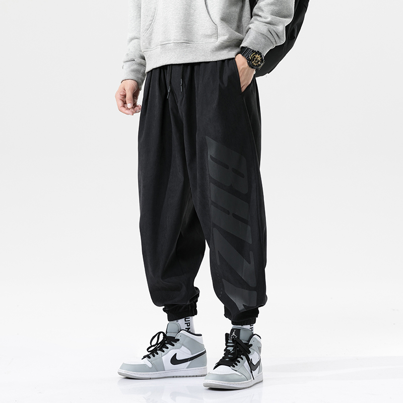 夏季高街裤子男士胖子大码宽松运动裤秋季休闲长裤潮牌束脚工装裤