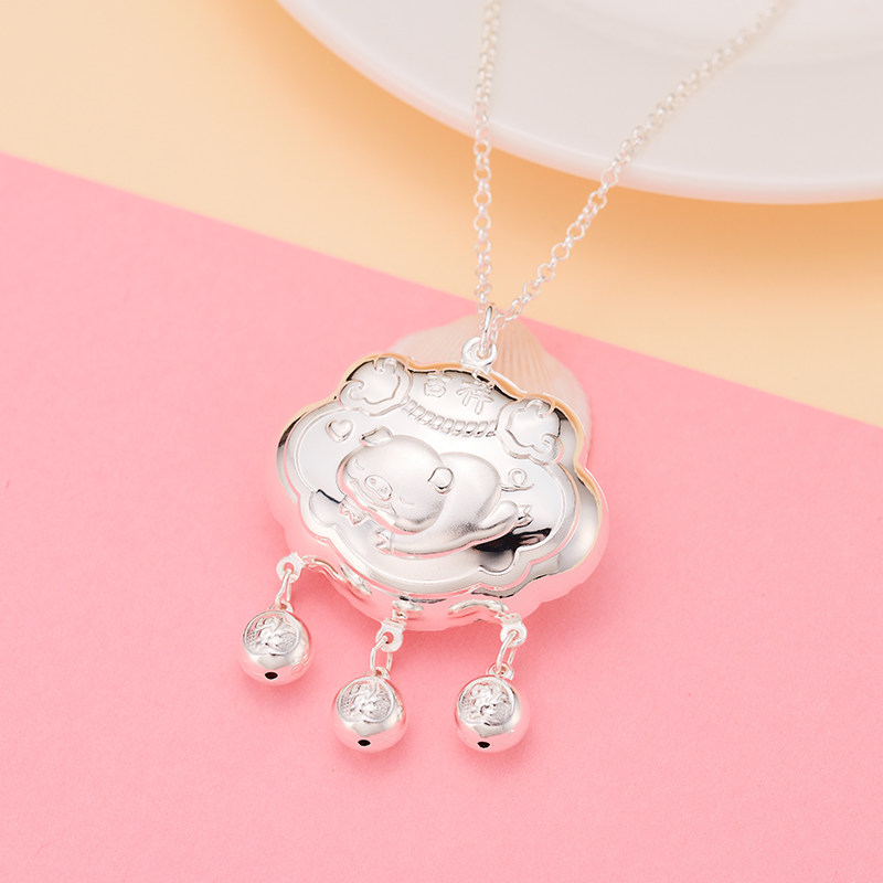 宝宝长命纯银婴幼儿小孩男女女童满月周岁足银手镯