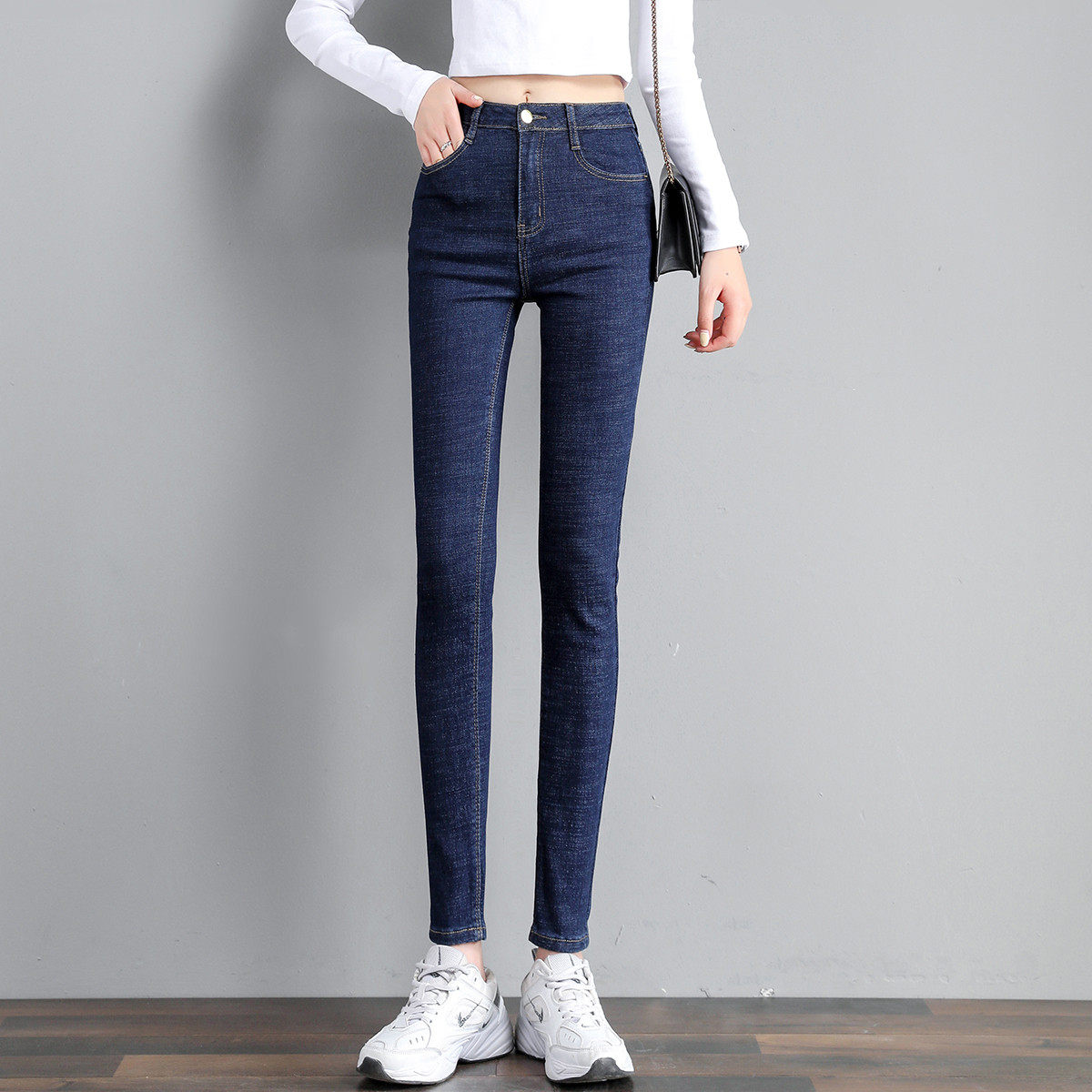 牛仔裤jasonwood女士小脚铅笔裤子高腰紧身显瘦弹力牛仔裤