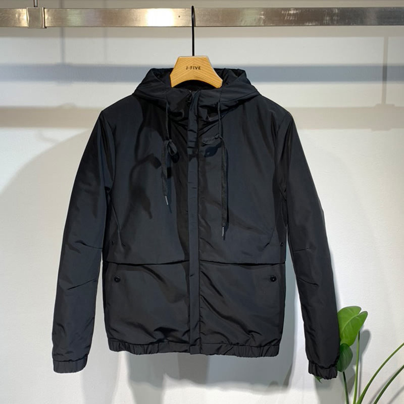 代购2022新款黑色男士休闲夹克春秋薄款潮流ins短款棉服连帽外套