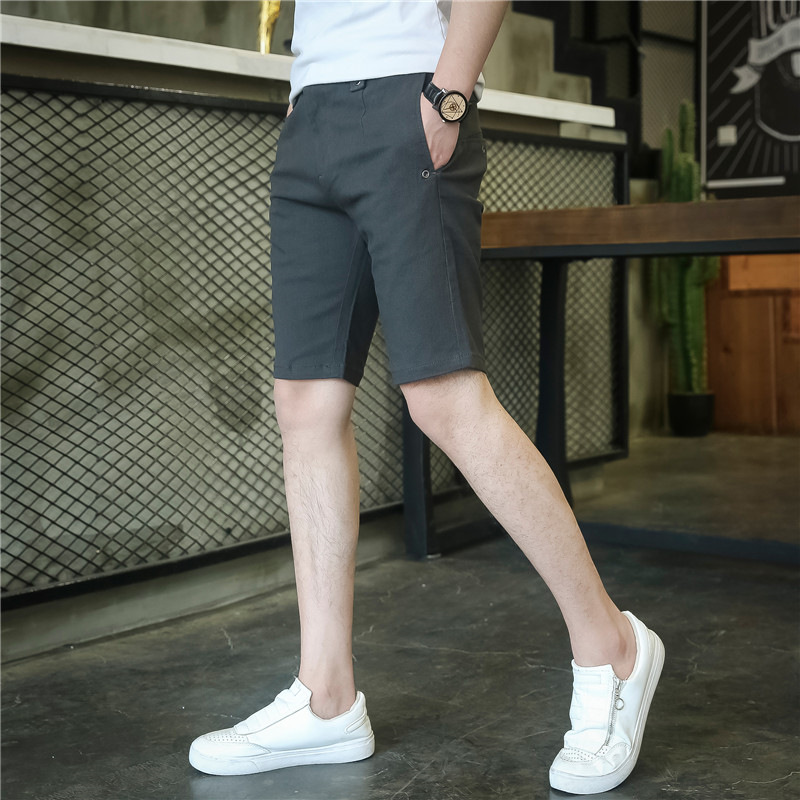 夏季薄款短裤男弹力五分裤男士休闲裤韩版修身马裤百搭5分中裤潮