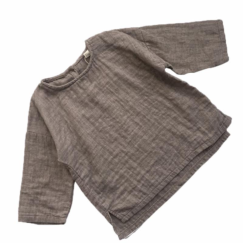 春秋冬韩版儿童棉麻罩衫男宝复古民族风套头女宝宝文艺范宽松布衫