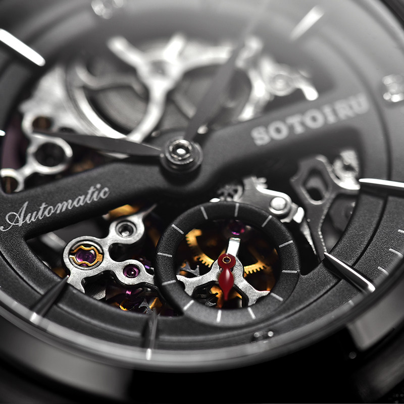 sotoiru欧图ot手表年轻个性 潮牌炫酷镂空机械表 国潮风情侣对表