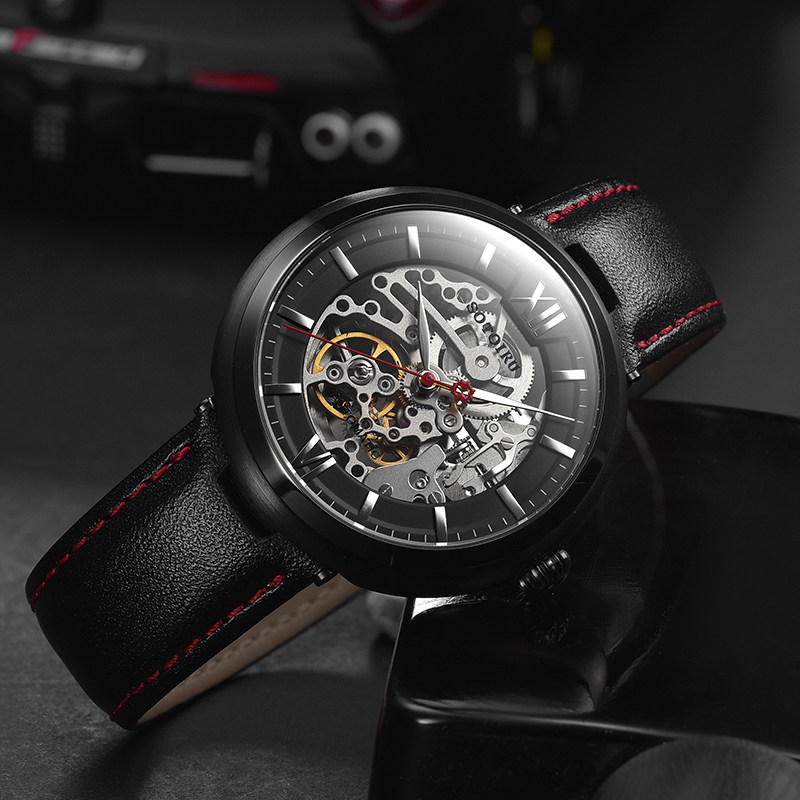 sotoiru欧图ot手表年轻个性 潮牌炫酷镂空机械表 国潮风情侣对表