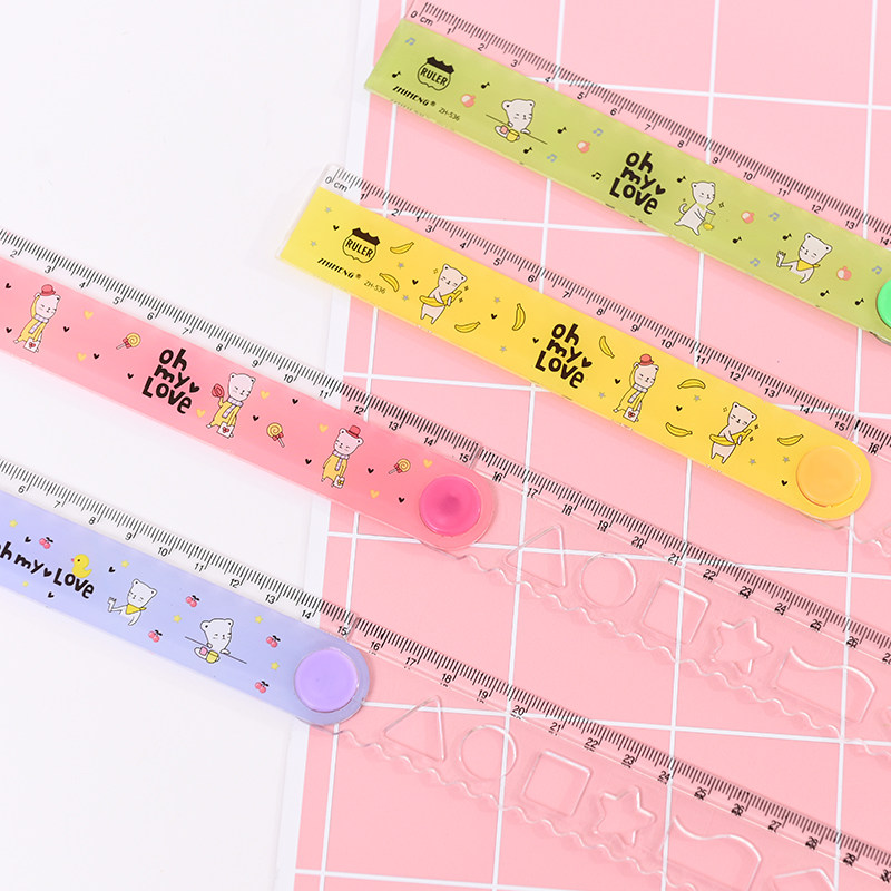 儿童学生折叠尺子创意可爱30cm直尺办公绘画测量数学学习文具用品