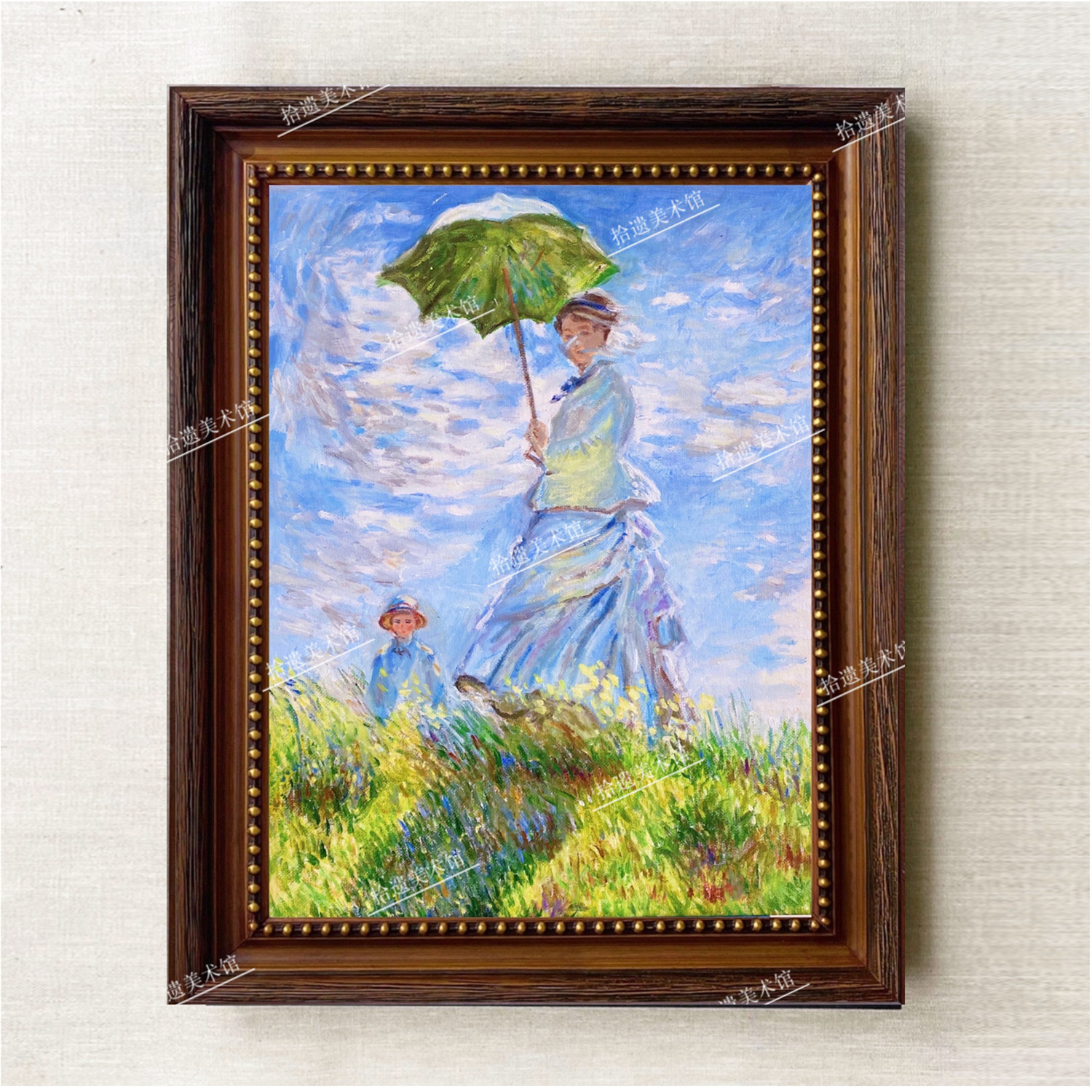 手绘油画莫奈阳伞女人世界名画临摹美院画师欧式油画